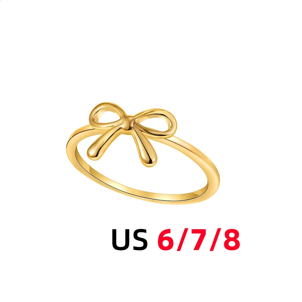 Dainty Gold Plated Bow Rings for Women Mother Daughter Friendship Ribbon Knot Ring Aesthetic Bowknot Wedding Bands Jewelry Gift 241225