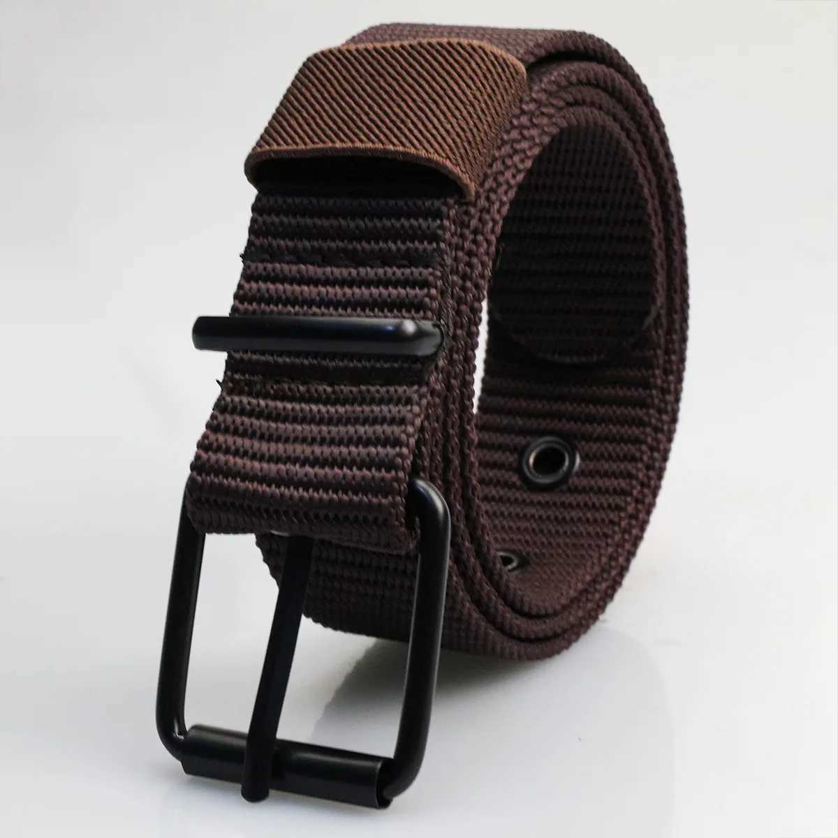 New Porous Buckle Canvas Strap Mens Fashion Edition with Student Military Training Extended Cowboy Design Strap W241228