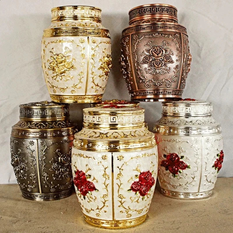 Rose Flower Pet Memorial Keepsake Urns Metal Pets Urns Puppy Funeral Box Memorials Funerary Human Ashes Urns Casket 241225