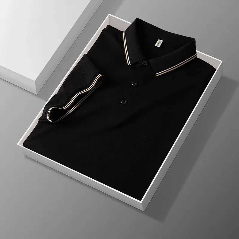 High quality classic short sleeved shirt shirt mens short sleeved collar summer ice silk breathable T-shirt casual luxury mens clothing X241228