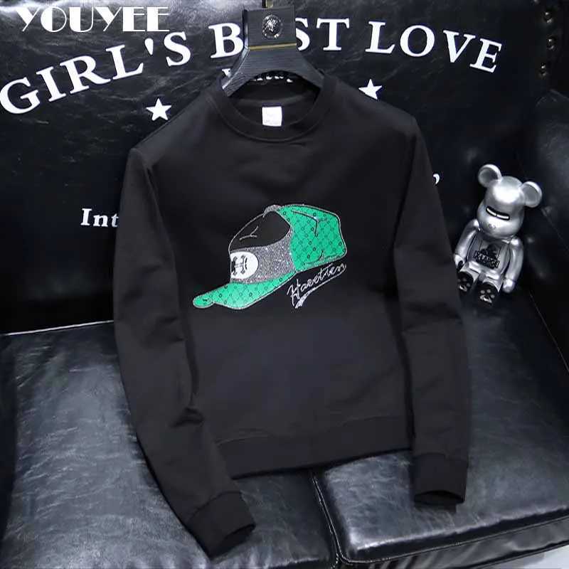 Round Collar Mens Pullover New Male Hoodies Personalized Hat Hot Print Fashionable Top Youth Bottoming Shirt Clothing X241228