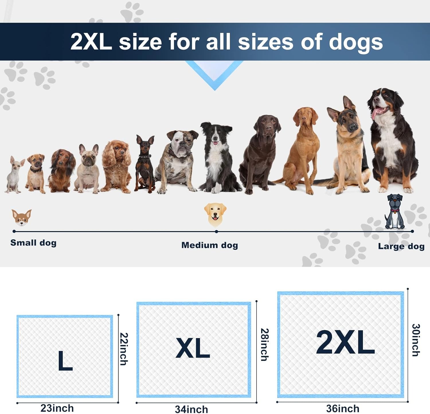 XXL thickened 6-layer reabsorbing 76.2cm x 91.4cm pet training dog pad, super large polymer leak proof quick drying small dog pad, disposable pad for 
