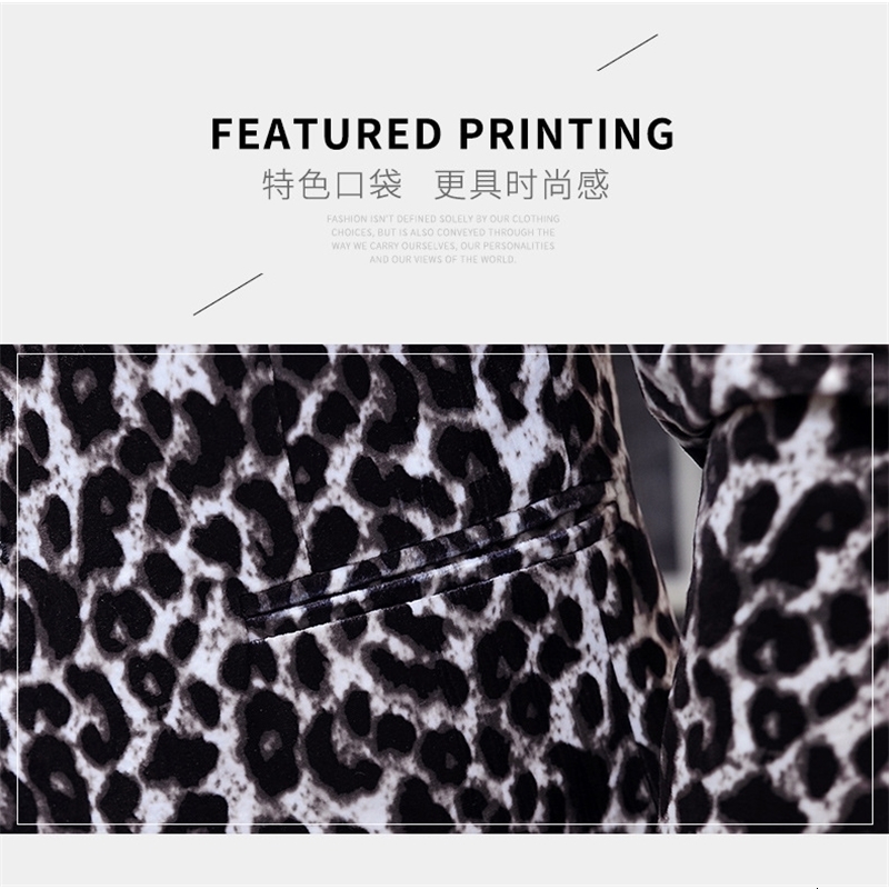 HOO L Mens Casual Thin Handmade Slim Leopard Print Jacket 241227