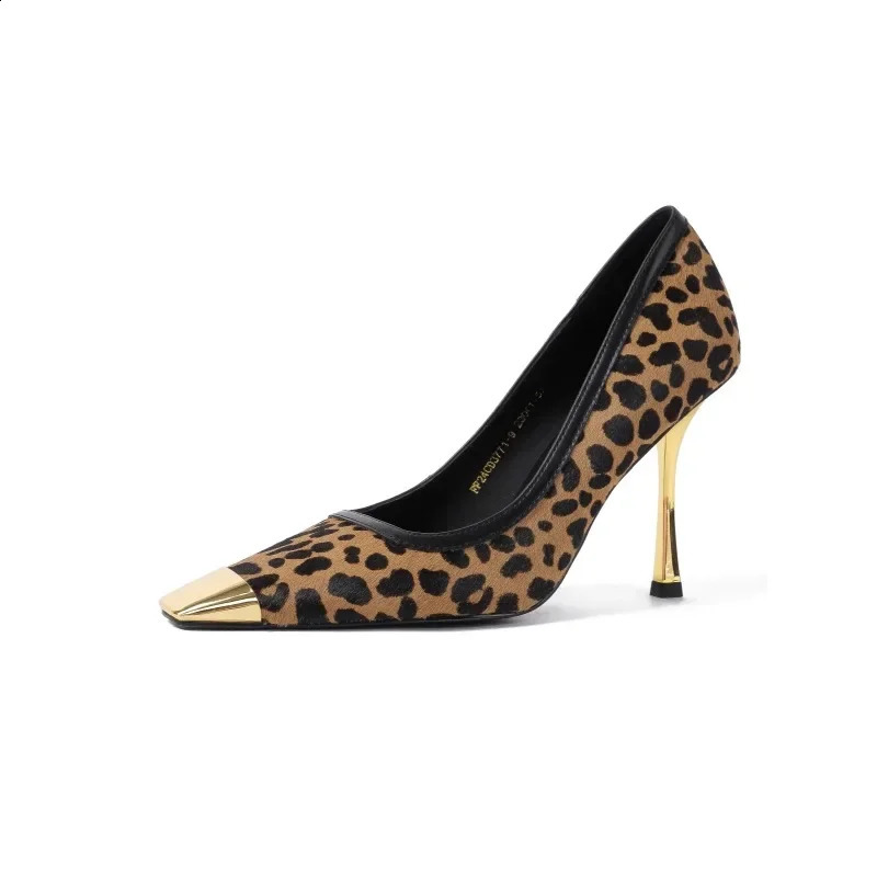 Women Leopard High Heels Shoes Suede Shallow Shoes Woman 2025 Trend Fashion Elegant Spring Sexy Dress Shoes Mujer Zapatillas 241228