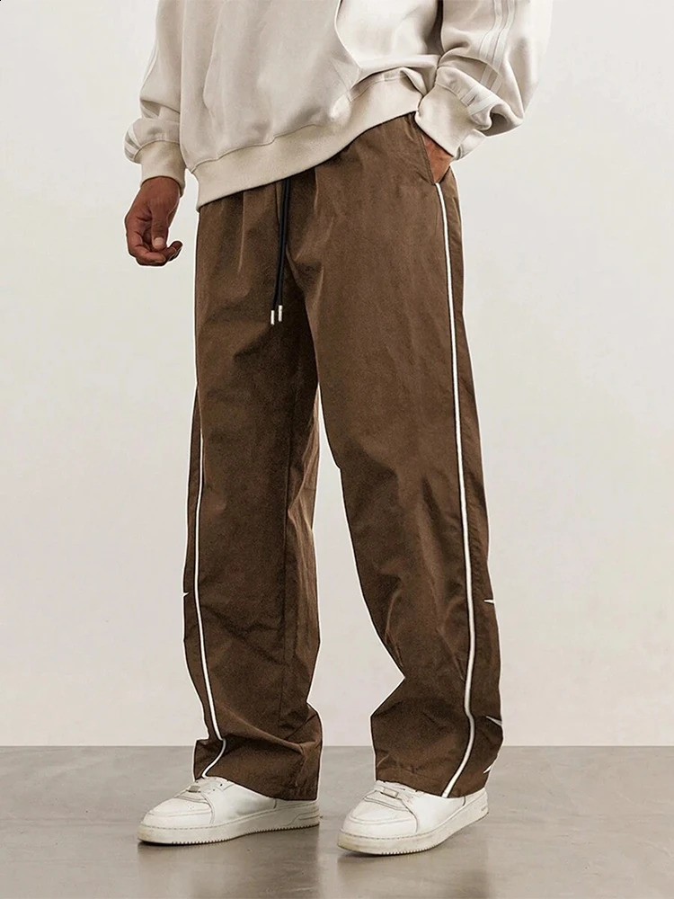 Retro Y2K star embroidered loose pants mens hip-hop brushed straight Trouser Streetwear mens 2025 spring/summer casual pants 241227