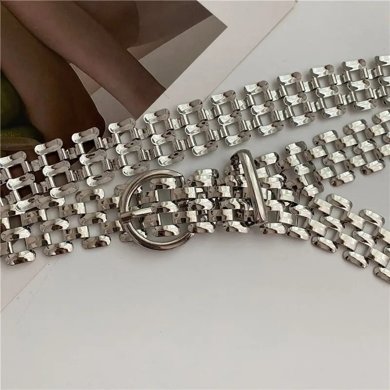 Fashion Punk Waist Chain Elegant Gold Silver Metal Chain Strap Pin Buckle Gold Women Waist Chain Hip-hop Women Belt 241227