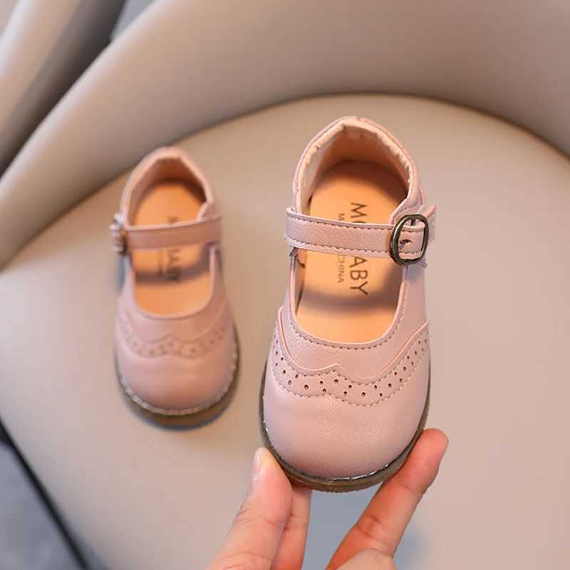 Girls Mary Janes Elegant Classic British Sle Solid Color Childrens Leather Boots 21-30 Baby Spring Summer Childrens Flat Shoes W241228