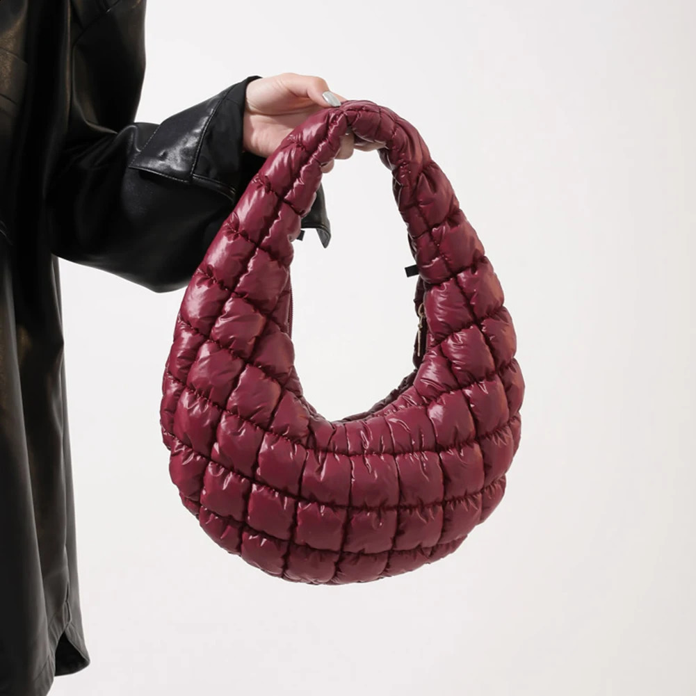 Women Padded Hobo Bag Versatile Top Handle Bag Lightweight Soft Satchel Bag Quilted Tote Handbag Fall Winter Purse 241228