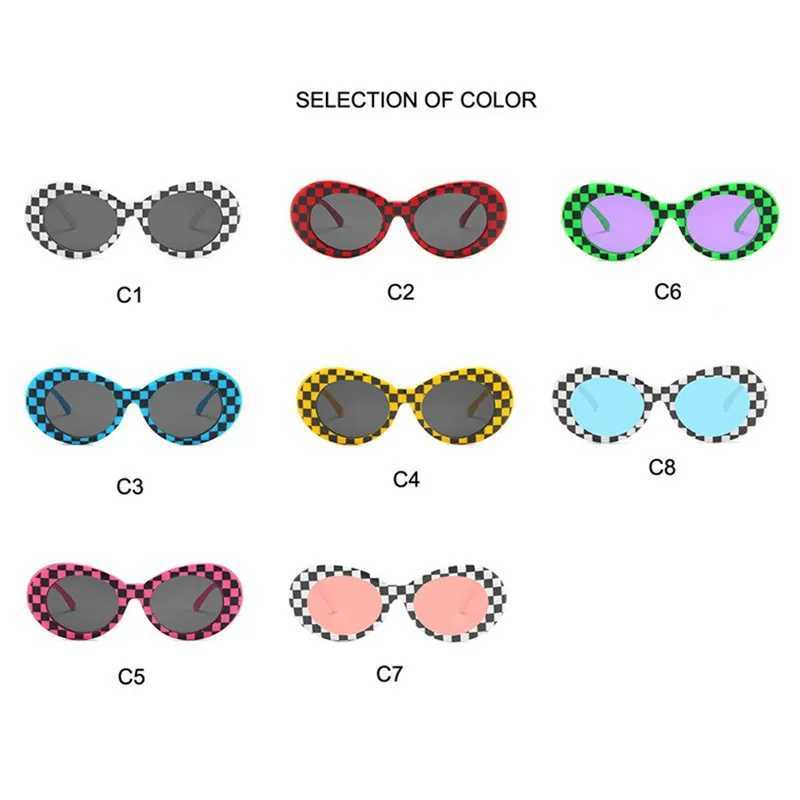 Retro Oval Sunglasses Men Women Purple Red Lens UV400 Protection Lattice Eyewear Fashion Design Gafas De Sol Goggle Eye GlassesXJ241228