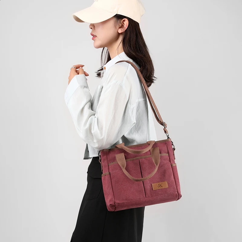Womens Canvas Shoulder Bag ner Handbags Casual Fashion Large Capacity Crossbody Multifunctional Travel for Women 241227