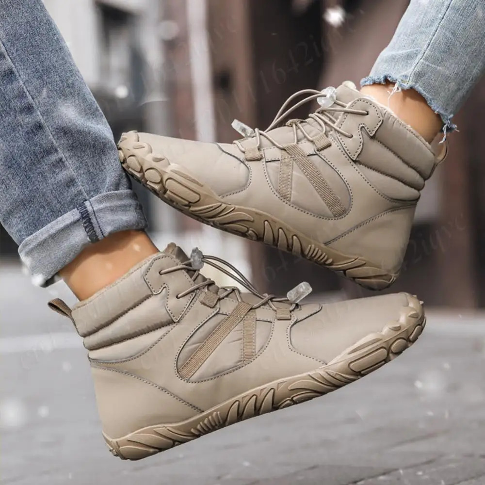 Winter Snow Boots Hiking Shoes Non Slip Casual Barefoot Shoes Winter Jogging Sneakers Waterproof High Top Trekking Shoes 241228