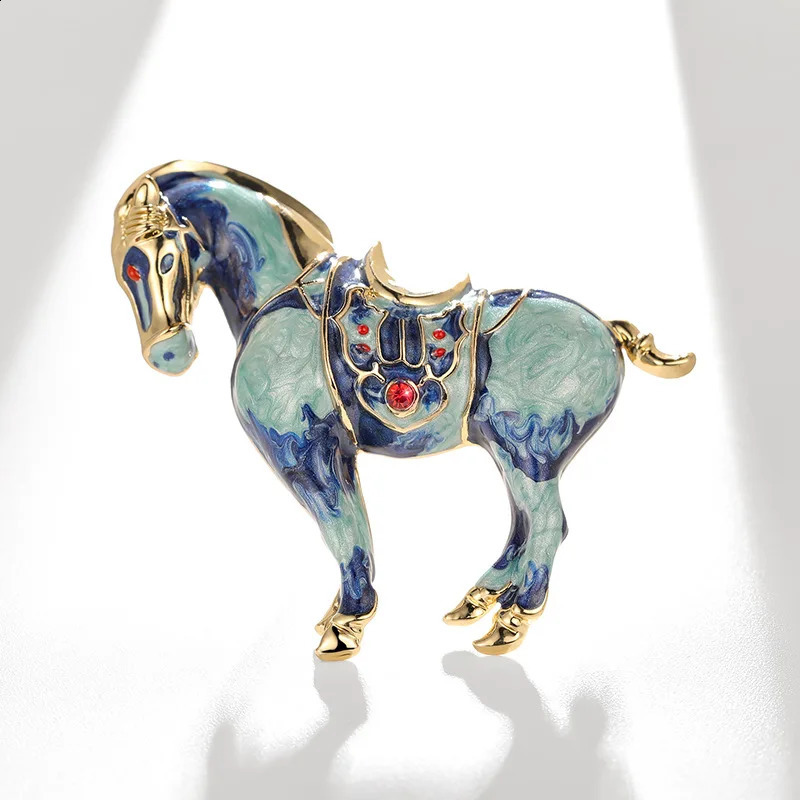 Chinese Style Enamel Horse Brooch Museum Style Animal Brooch Pin for Women Fashion Jewelry Gift 241227