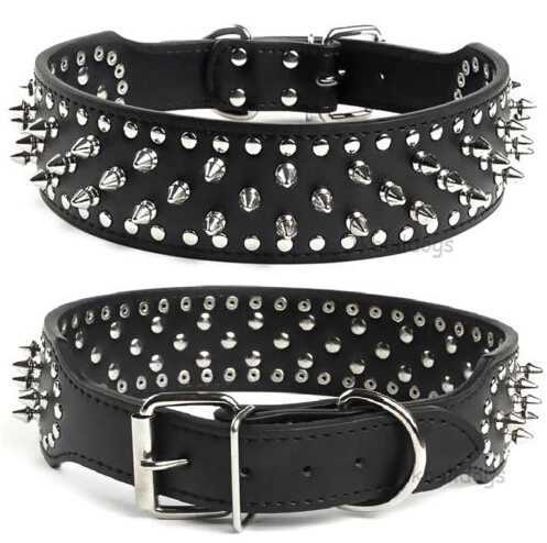 2inch Wide large dog Spiked Studded Leather Dog Collars 5*51-66cm For Medium Large Breeds Pitbull Mastiff Boxer Bully 3 colors M241228