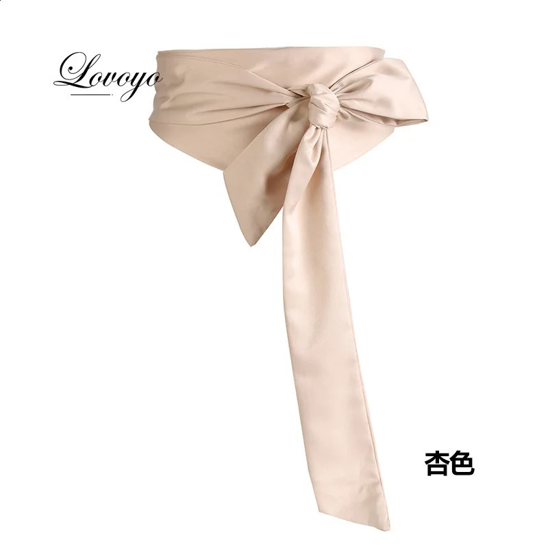 5 Colors Suede Waist Belts Wide Corset Cinch Dress Belts Cummerbunds Bowknot Self Tie Wrap Around Obi Waist Band belts for women 241227