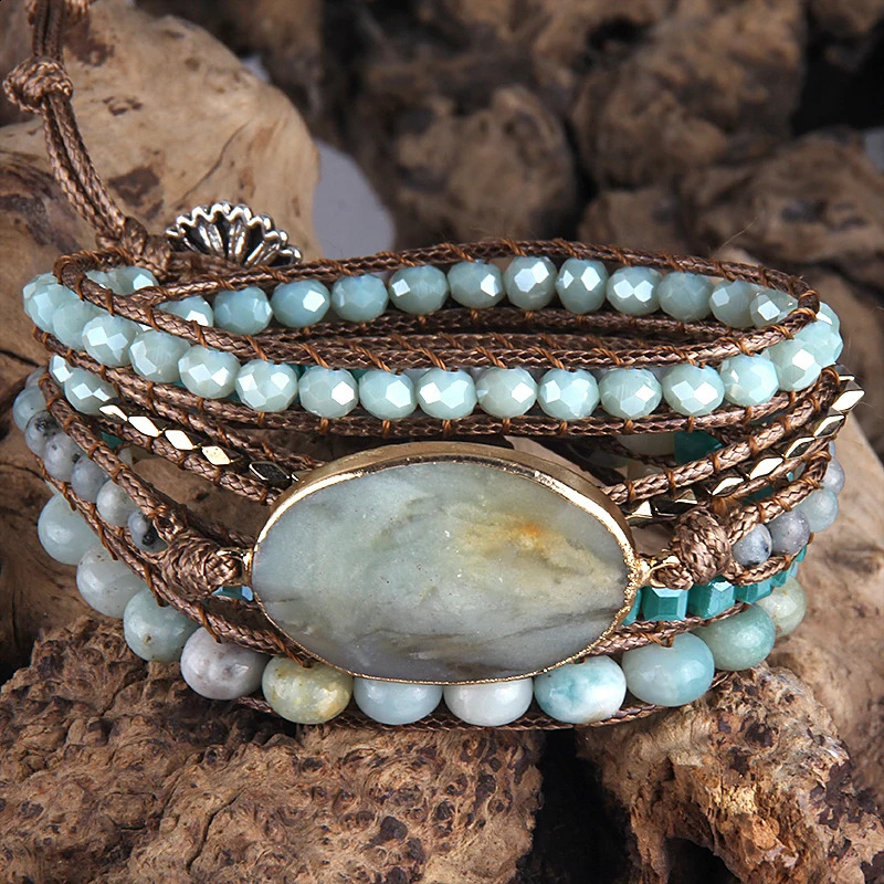 Fashion Bohemian Jewelry Bracelet Mixed Natural Stones Charm Wrap Handma Bracelets Women Festival Gift 241227