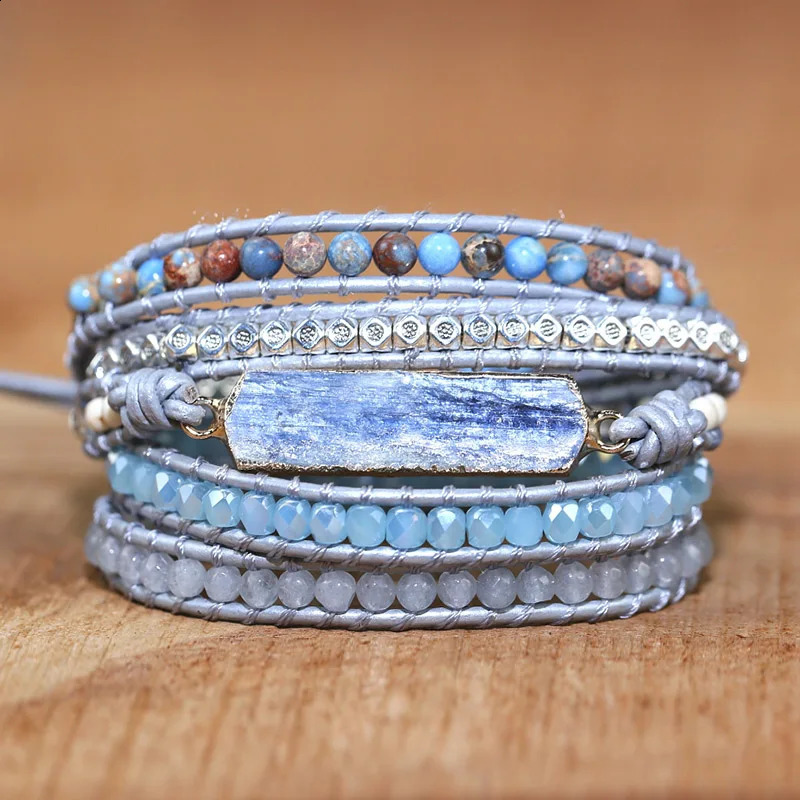 High Quality Lapis lazuli Natural Stone Charm Wrap Bracelets for men and women Handmade jewelry gift drop 241227