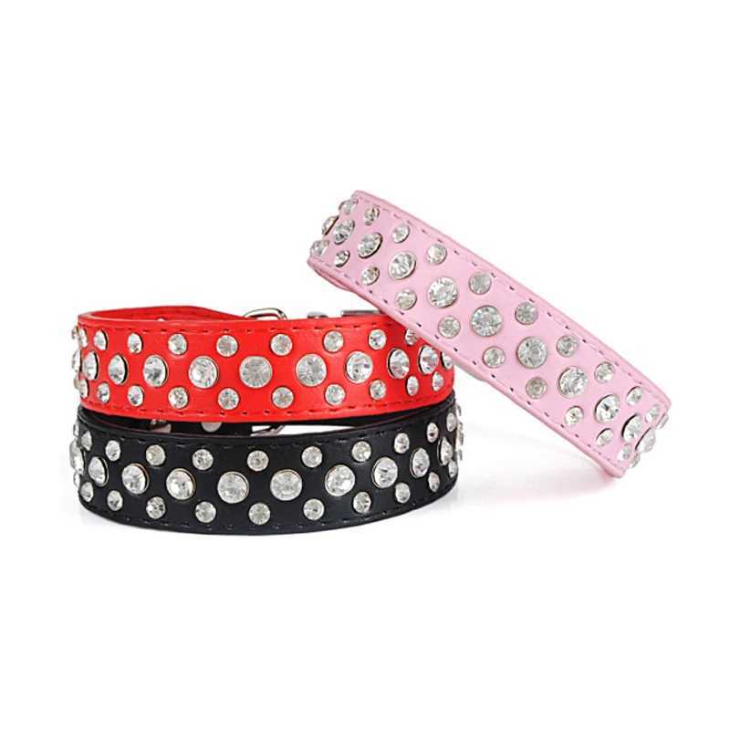 Crystal Dog Collar Glitter Rhinestone Pet Dog Collars for Small Dogs Cat Chihuahua Pitbull Adjustable Leash Necklace Pet Product M241228