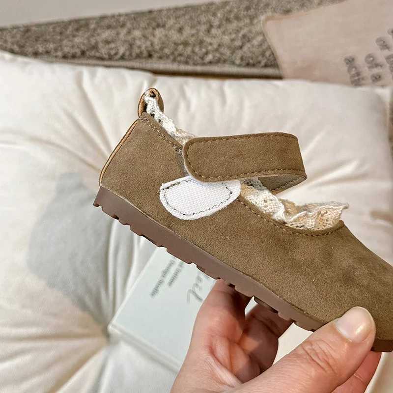 Spring Autumn Kids Flats Shoes Ruffles Shallow Toddler Girls Princess Shoes Soft Hook Loop Non Slip Children Single Shoes W241228