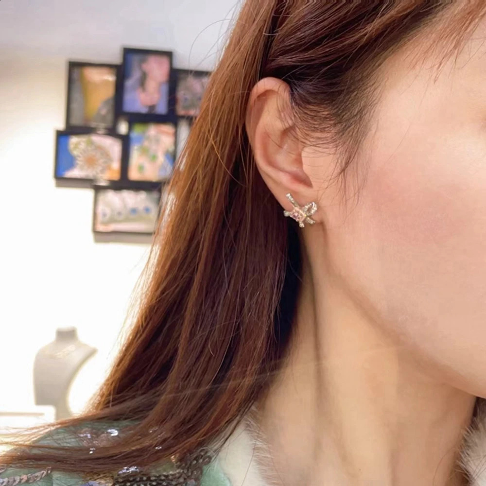 Wong Rain 925 Sterling Silver Crushed Ice Cut Lab Sapphire High Carbon Diamond Gemstone Bowknot Ear Studs Earrings Fine Jewelry 241226