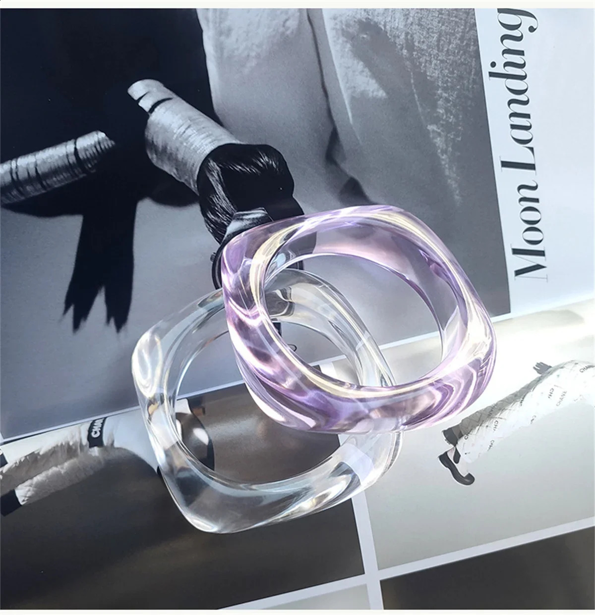 Fashion Trendy Irregular Resin Acrylic Bangles For Women Geometry Wide Bangle Bracelets Charm Thick Simple Party Hand Jewelry 241227