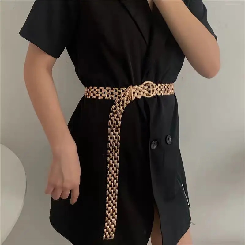 Fashion Punk Waist Chain Elegant Gold Silver Metal Chain Strap Pin Buckle Gold Women Waist Chain Hip-hop Women Belt 241227