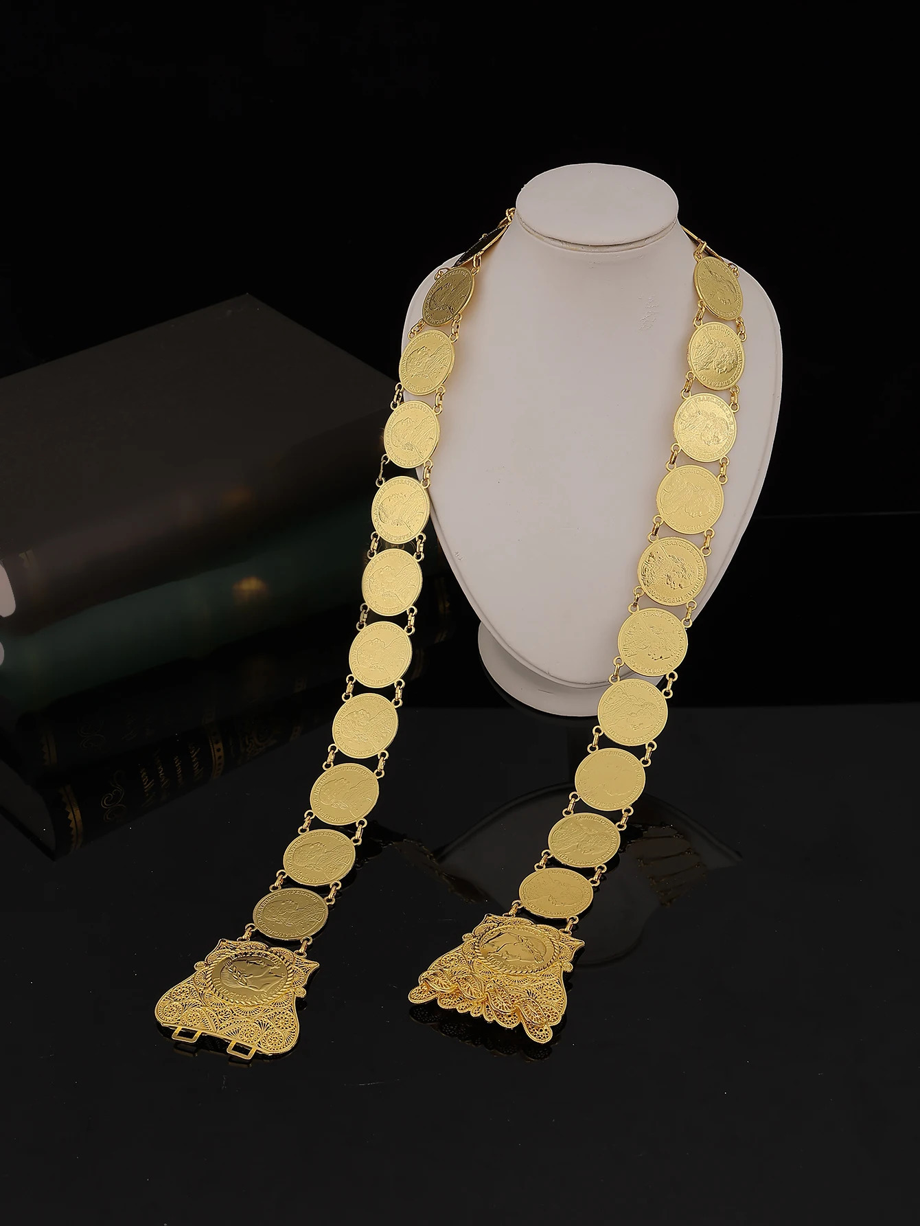 Algeria Bride Alloy Belt Coin Shaped Waist Chain Jewelry Middle Eastern Womens Traditional Festive Dress Accessoies 241227