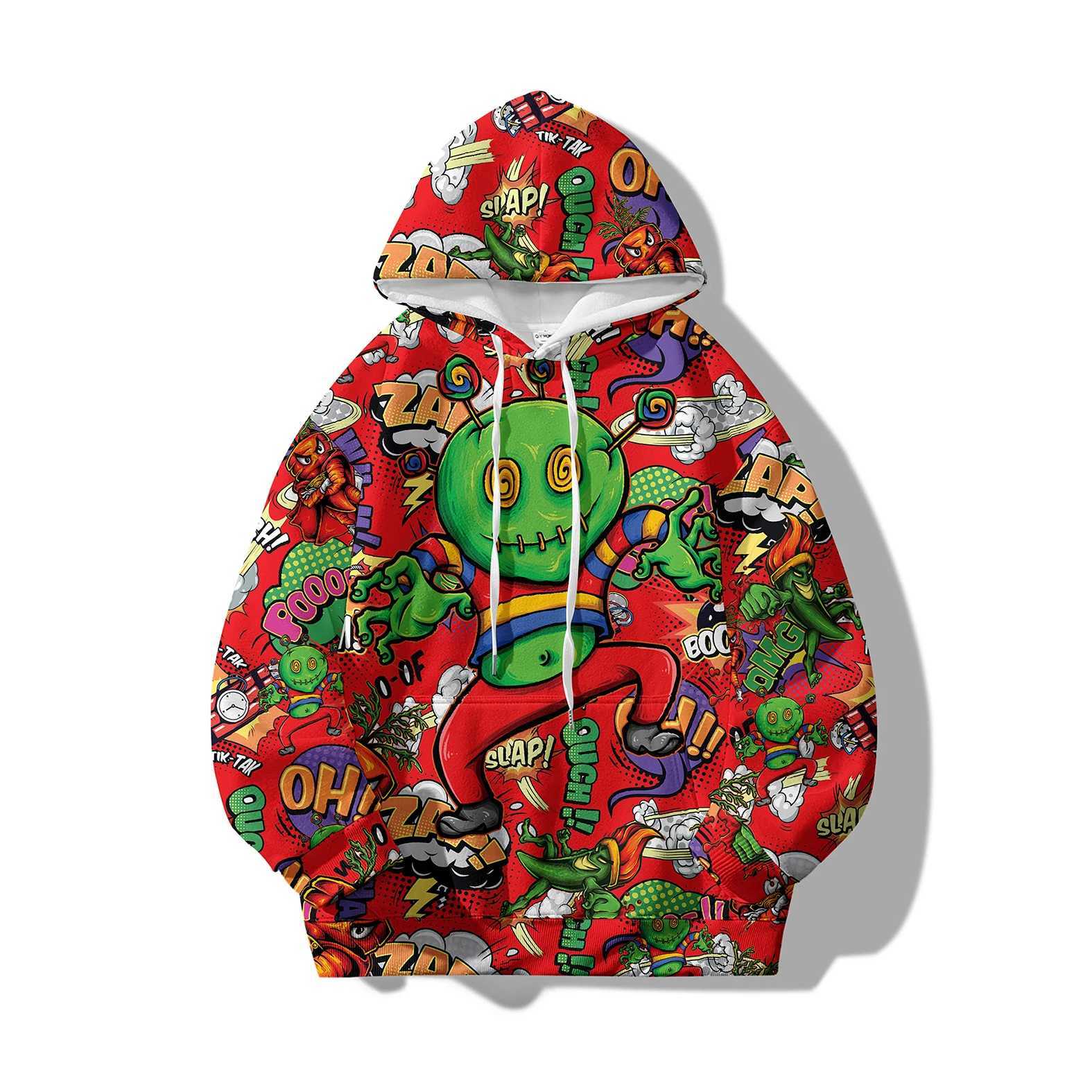 The new spring hoodie is fashionable and versatile featuring 3D digital printed cartoon patterns suitable for both young and old people X241228