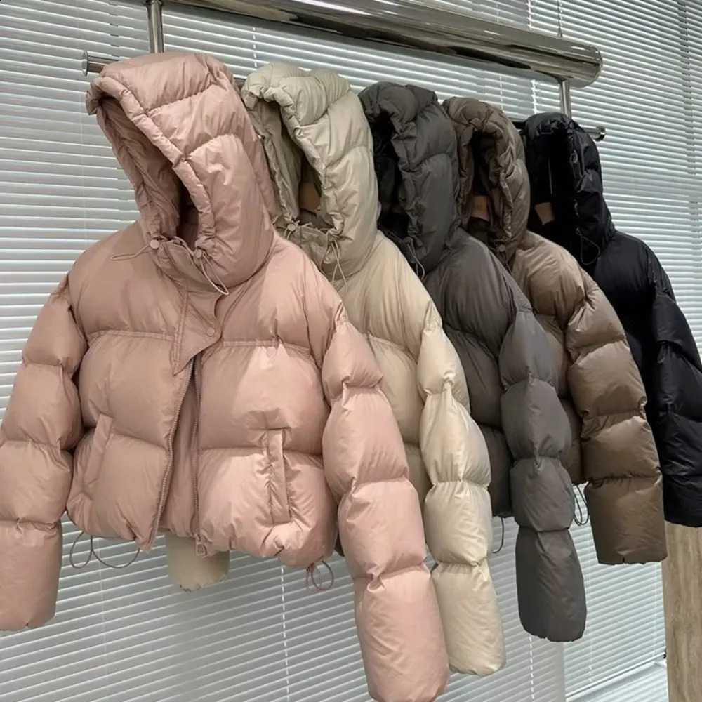 2024 Fashion White Duck Down Jacket Hooded Women Autumn Winter Warm Over Size Casual Short Thick Outwear Female Coat 241227