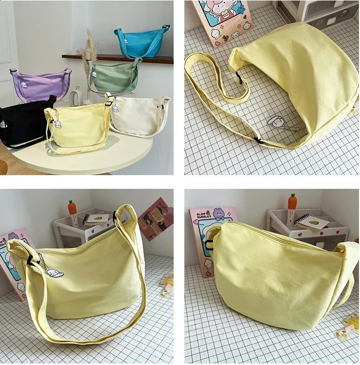 Korean and Japanese style cute canvas leisure youth schoolbag beautiful sweet crossbody large capacity shoulder bag 241227