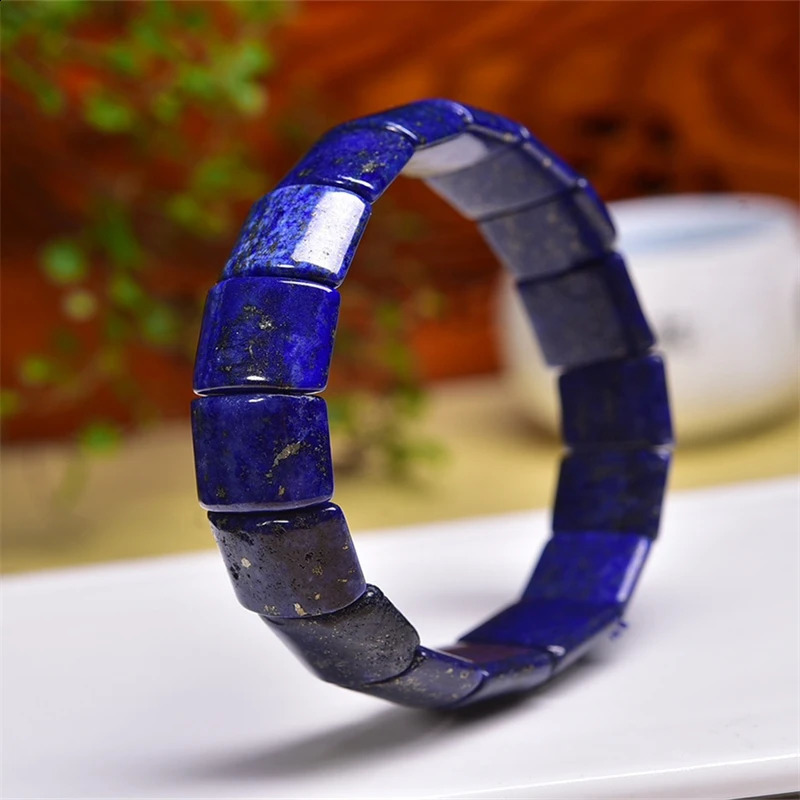 Natural Lapis Lazuli Bangle Reiki Healing Fengshui Stone Fashion Jewelry For Women Holiday Gift 1PCS 12x16MM 241227