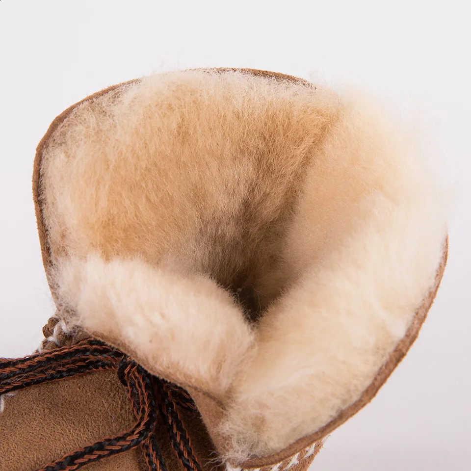MPPM First Walker Shoes Winter Baby Boots Genuine Leather Natural Sheepskin Fur Toddler Girls Soft Baby Boy Booties 241228