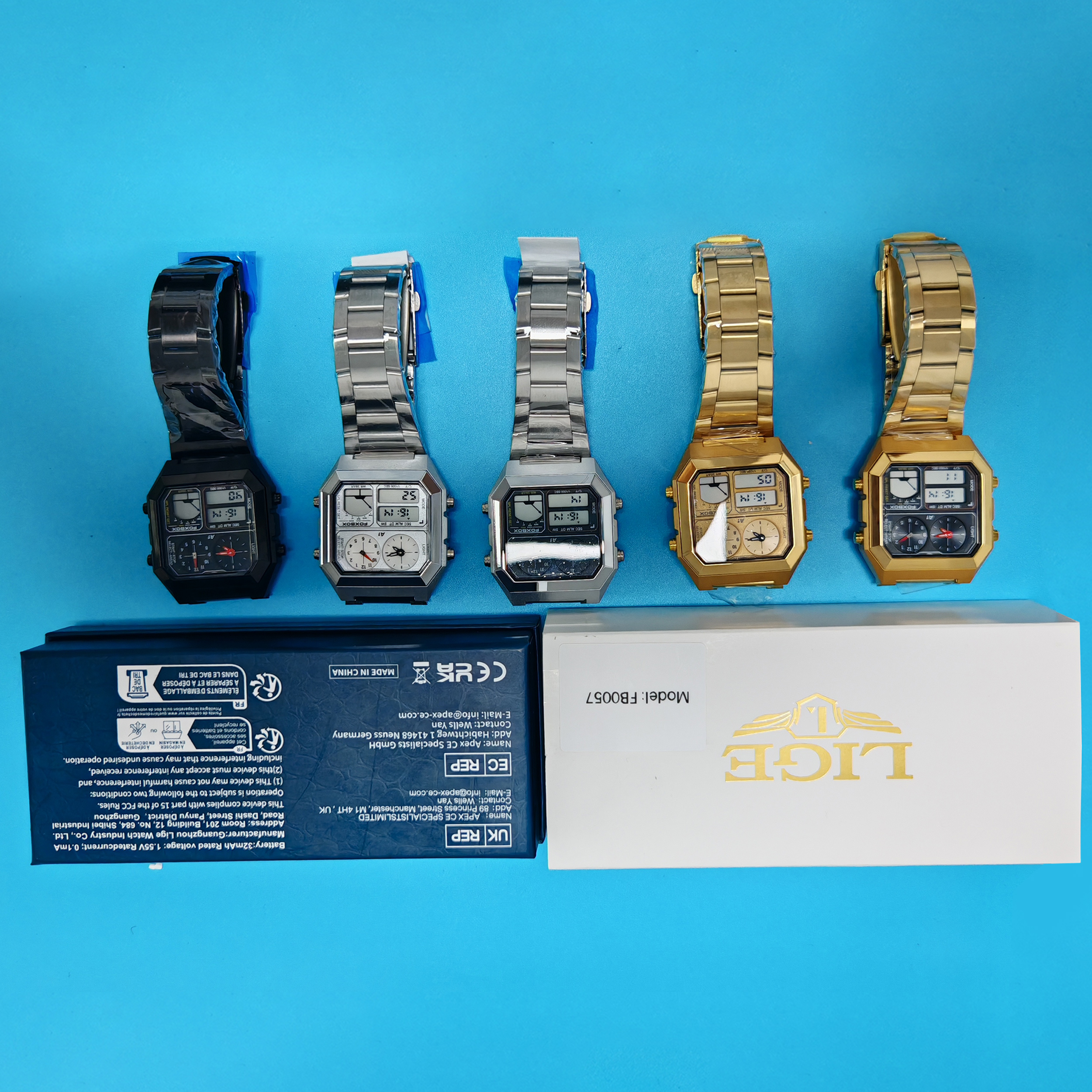 LIGE New Fashionable Simple Steel Strip Dual Display Electronic Watch Multi functional Waterproof Alarm Clock Sports Watch Watch for teenagers
