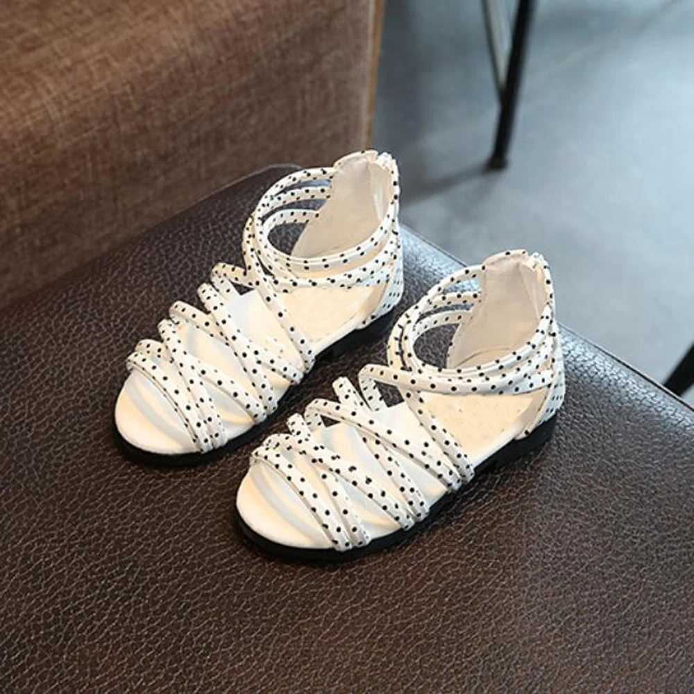 Lovirs Girls Cross Tied and Open Toe Roman Sle Flats Ankle Wrap Toddler Shoes Fashion Sweet Dress W241228