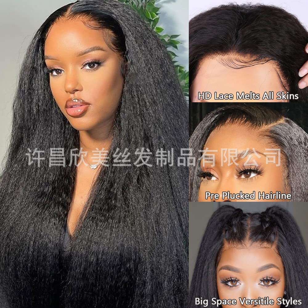 13 * 4 Front Lace Headband With Acrylic Pattern, Curly Real Wig, Straight Hair Kq1 Kq1