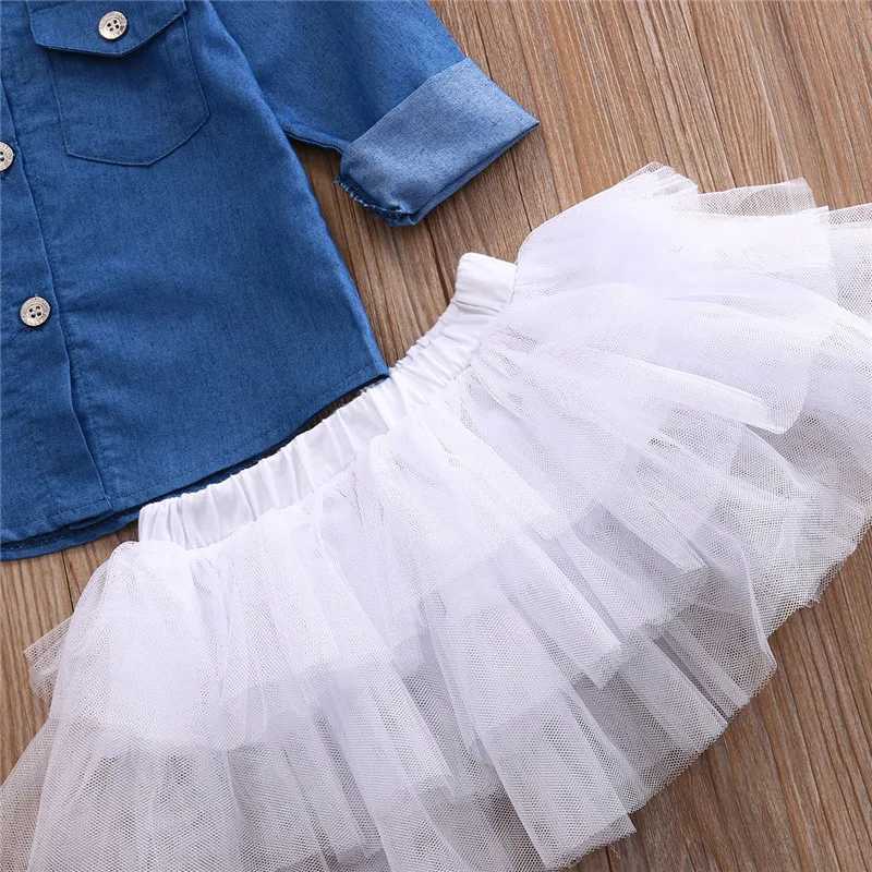 Baby Girl Summer Clothing Sets Baby Girls Clothes Denim Shirt Top +Tutu Skirts+Headband 3pcs Outfits Sets 0-5T X241228
