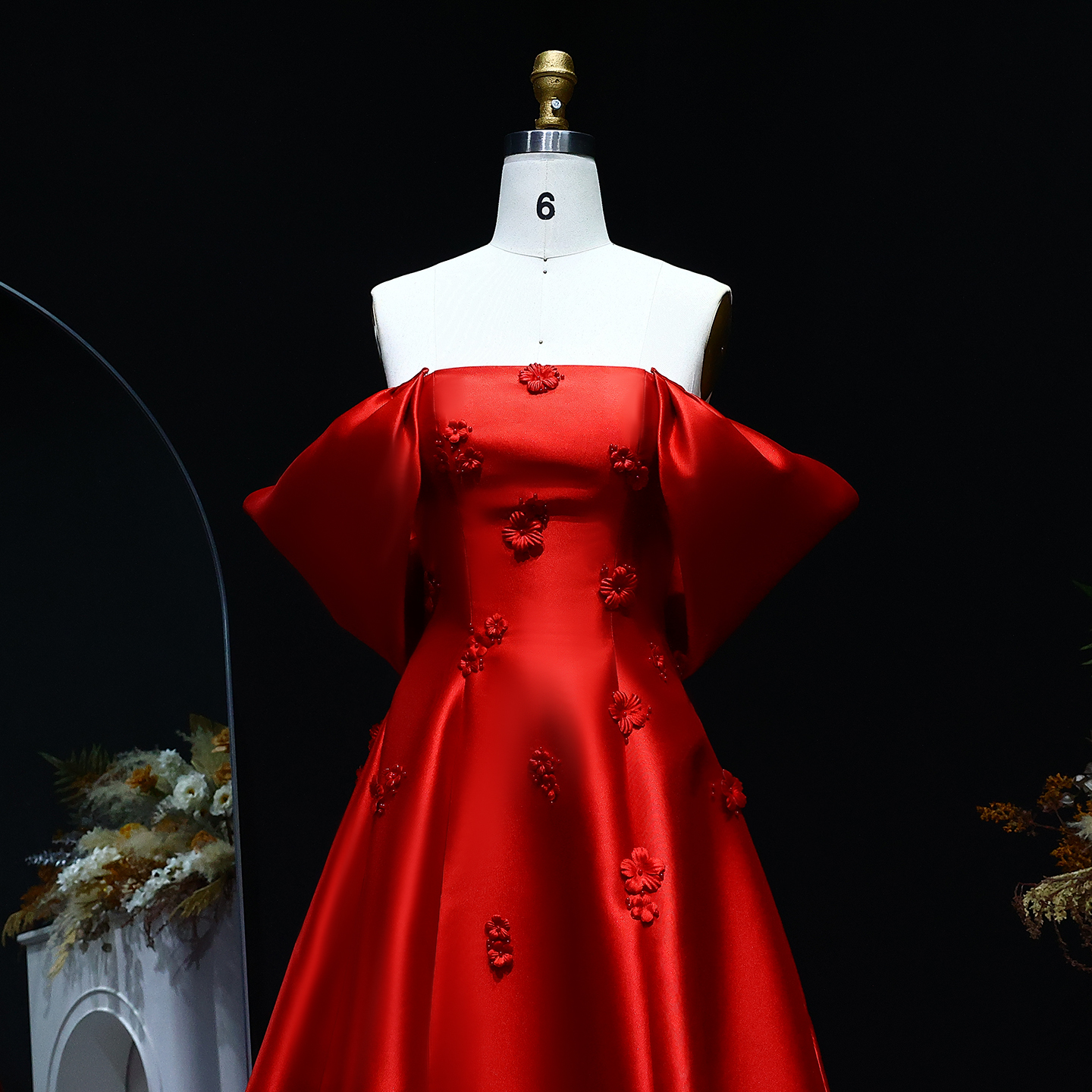 Beaded Red Prom Dresses Off The Shoulder Necke Evening Gowns Appliqued Or Length Satin Special Ocn Formal Wear