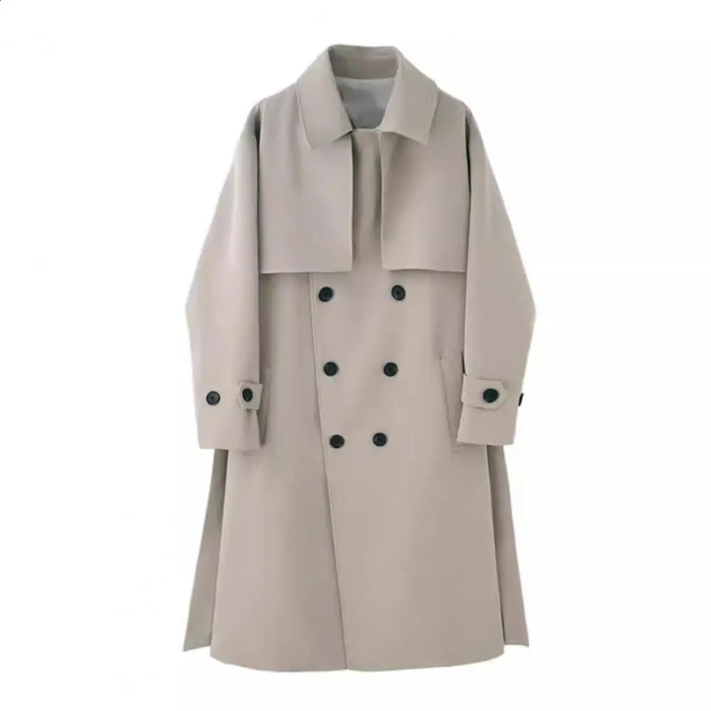 Trench Coat Outerwear Mens 2024 Spring And Autumn HighGrade OvertheKnee Fashion Black Loose MidLength 241220