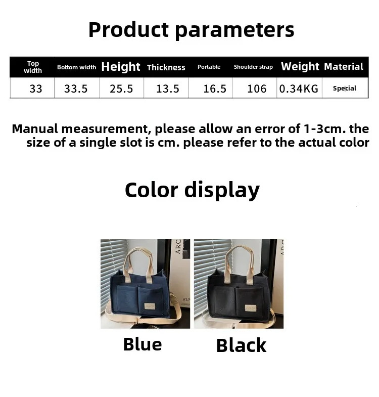 Simple Cotton And En Tote Texture Large Capacity Commuter Messenger Bag