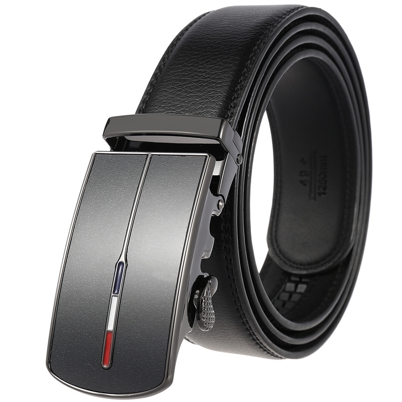 Mens Leather Belts Fashion Automatic Buckle Cowskin Male Belts Black Brown 3.5cm 241227