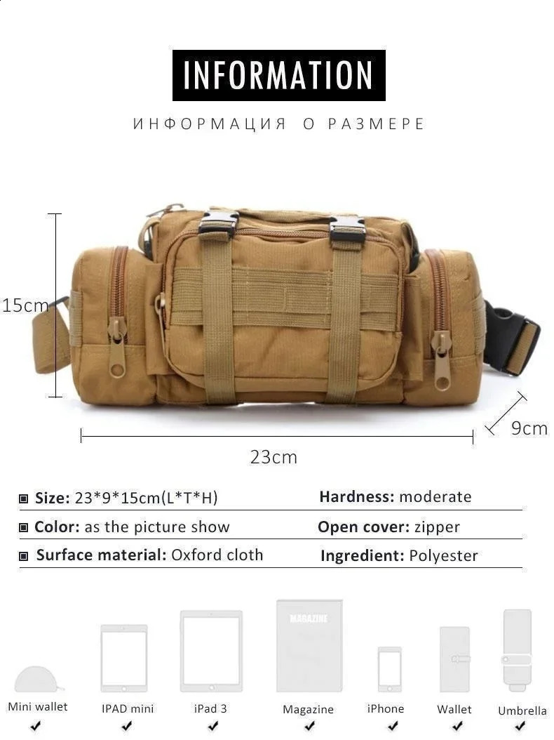 Duffel Waist Bag Molle Waterproof Fanny Packs Camera EDC Utility Pouch Crossbody with Shoulder Strap Hand Carry 241223