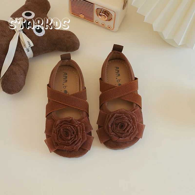 Camellia Blossom Ballet Flats are suitable for children girls elegant silk flower ballet shoes baby cross straps and floral Zapatos W241228