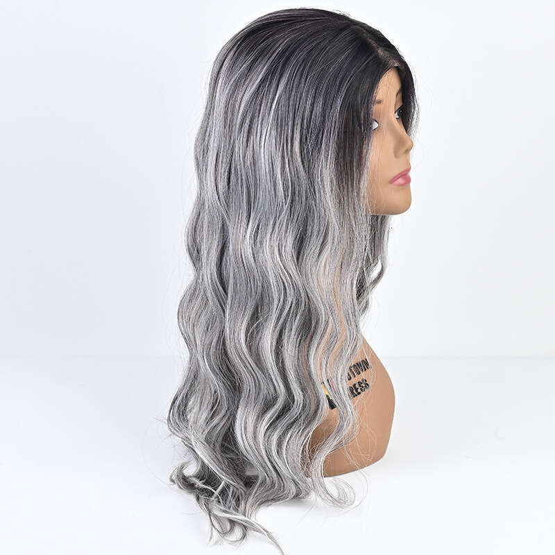 13 * 4 Wig Front Lace Synthetic Headband Gradient Color Long Curly Hair 22 Inches Straight Kq2 Kq2