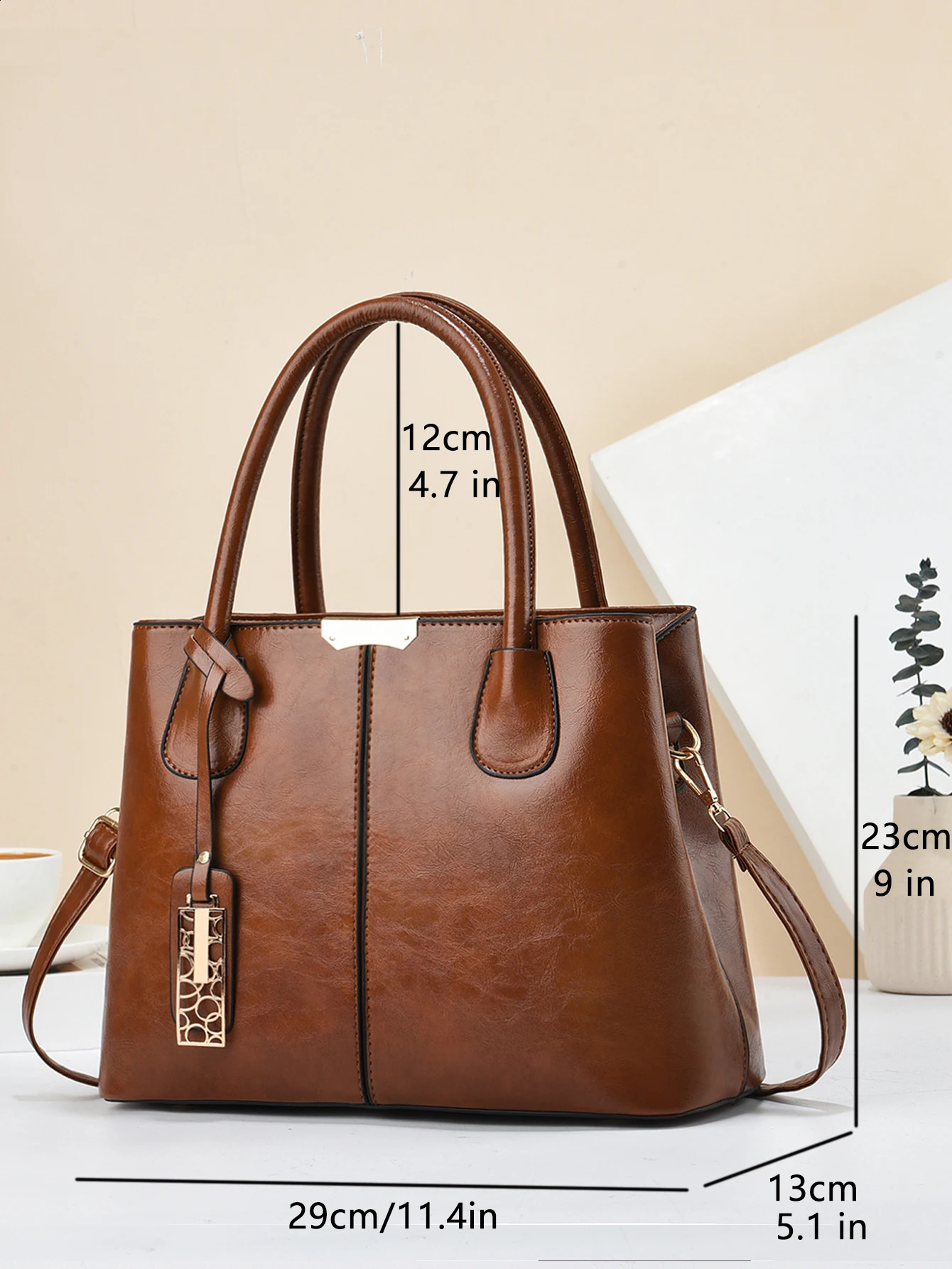 Retro Solid Color Handbags For Women Elegant PU Leather Crossbody Bag Trendy Office Work Purses 241226