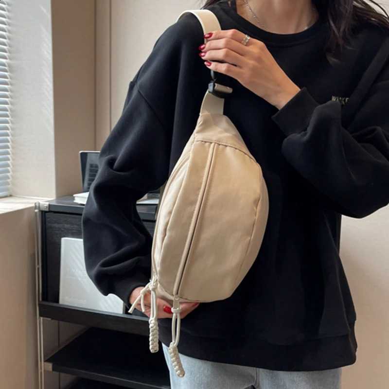 Chest Bag Banana Bag For Women Sling Crossbody Waist Pack Canvas Running Waist Bag Casual Fanny Packs Sport Half Moon Belt Bag 241228