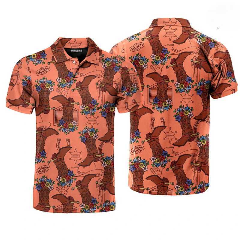 Boots Pattern Retro Full Printed shirt Shirt Mens Clothing Harajuku Lapel Short Sleeve Shirts 3D Print Graphic 2025 Fashion Tee X241228