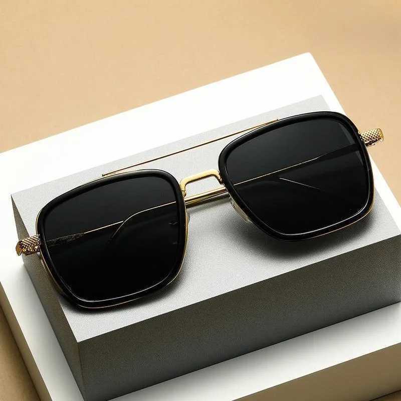 Steam Punk Tony Stark Sunglasses Men Women Fashion Square Driving Glasses UniseX Frame TrenDY Shades Lentes De Sol HombreXJ241228