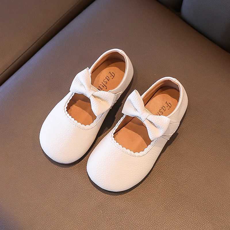 Baby Girls Princess Shoes Soft Leather Bowknot Cute Children Autumn Shoes 21-30 Toddler Light Comfy Solid Color Kids Flat Shoes W241228