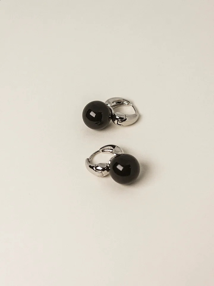 Brass Sweety Black Jade Pearl Earrings Women Jewelry Punk Party T Show Gown Runway Korean Japan INS 241226