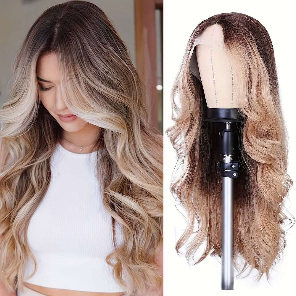 Women's Front Wig 13 * 4 Lace Wave Long Roll Synthetic Hair Wigs Kq2 Kq2