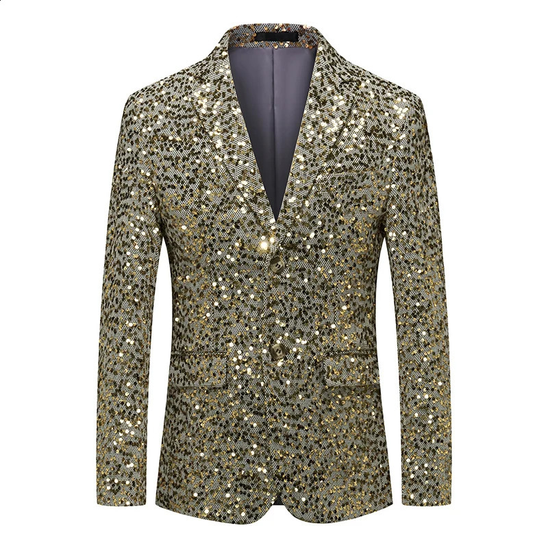 Silver glitter set mens jacket fashionable ultra-thin dress jacket Jaqueta gold green blue Terno Masculino M-5XL 6XL wedding party print 241227